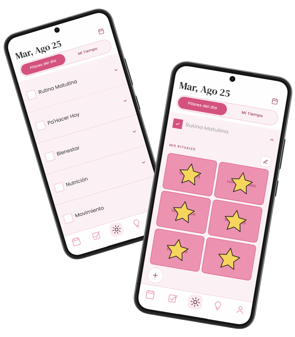 Venus Planner app on two phones